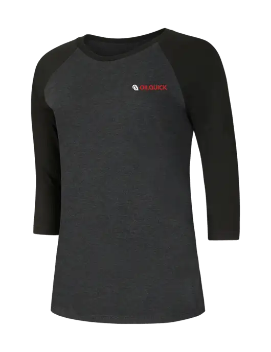 Womens Simply Soft 3/4 Sleeve Black/Black Frost Ring Spun Cotton T-Shirt w/OilQuick Logo