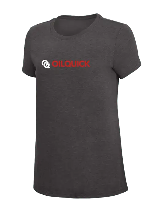 Womens Simply Soft Heather Charcoal 4.5oz  Poly/Combed Ring Spun Cotton T-Shirt w/OilQuick Logo