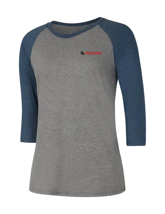 Womens Simply Soft 3/4 Sleeve Navy Frost/Grey Frost Ring Spun Cotton T-Shirt w/OilQuick Logo