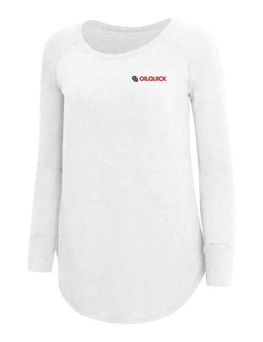 Womens Perfect Wide Collar Tunic Tri-Blend White 4.5 oz T-Shirt w/OilQuick Logo