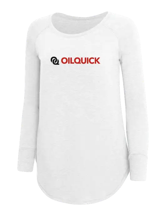 Womens Perfect Wide Collar Tunic Tri-Blend White 4.5 oz T-Shirt w/OilQuick Logo