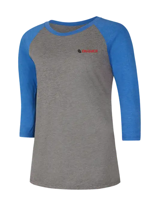 Womens Simply Soft 3/4 Sleeve Royal Frost/Grey Ring Spun Cotton T-Shirt w/OilQuick Logo