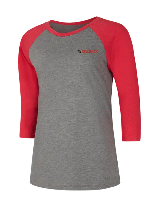 Womens Simply Soft 3/4 Sleeve Red Frost/Grey Frost Ring Spun Cotton T-Shirt w/OilQuick Logo