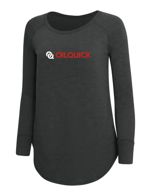 Womens Perfect Wide Collar Tunic Tri-Blend Black Frost 4.5 oz T-Shirt w/OilQuick Logo