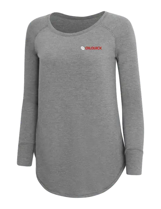 Womens Perfect Wide Collar Tunic Tri-Blend Grey Frost 4.5 oz T-Shirt w/OilQuick Logo