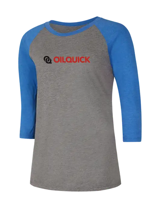 Womens Simply Soft 3/4 Sleeve Royal Frost/Grey Ring Spun Cotton T-Shirt w/OilQuick Logo