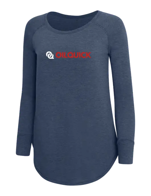 Womens Perfect Wide Collar Tunic Tri-Blend Navy Frost 4.5 oz T-Shirt w/OilQuick Logo