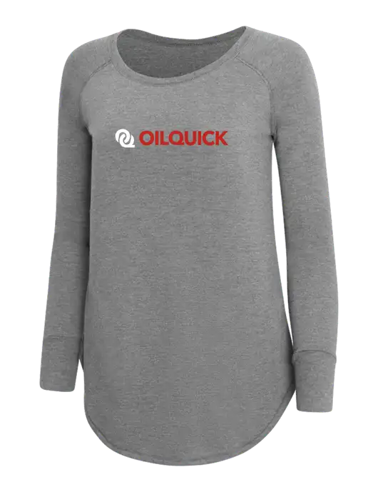 Womens Perfect Wide Collar Tunic Tri-Blend Grey Frost 4.5 oz T-Shirt w/OilQuick Logo