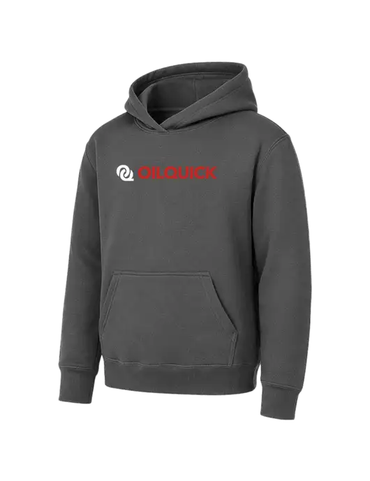 Youth Charcoal 7.8 oz Pullover Hooded Sweatshirt w/OilQuick Logo