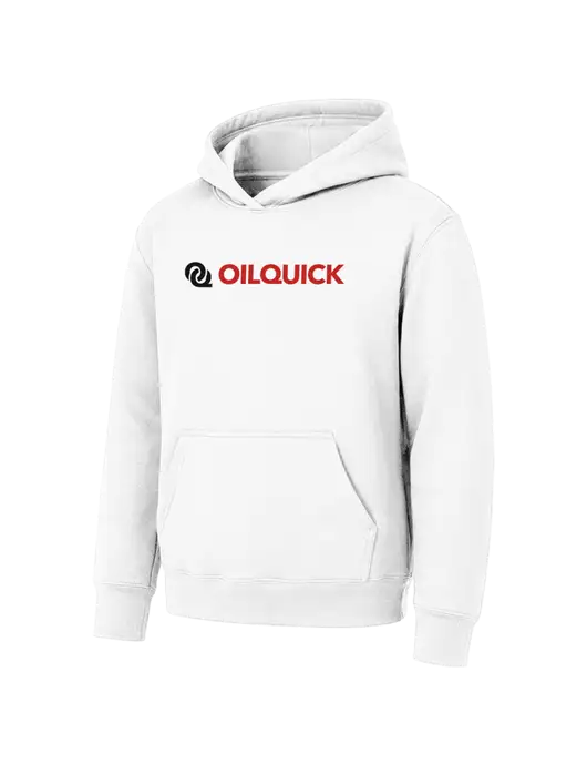 Youth White 7.8 oz Pullover Hooded Sweatshirt w/OilQuick Logo