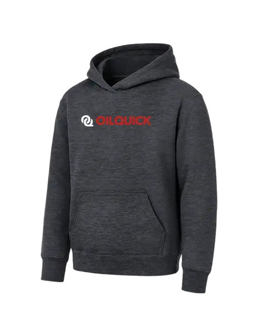 Youth Dark Heather Grey 7.8 oz Pullover Hooded Sweatshirt w/OilQuick Logo