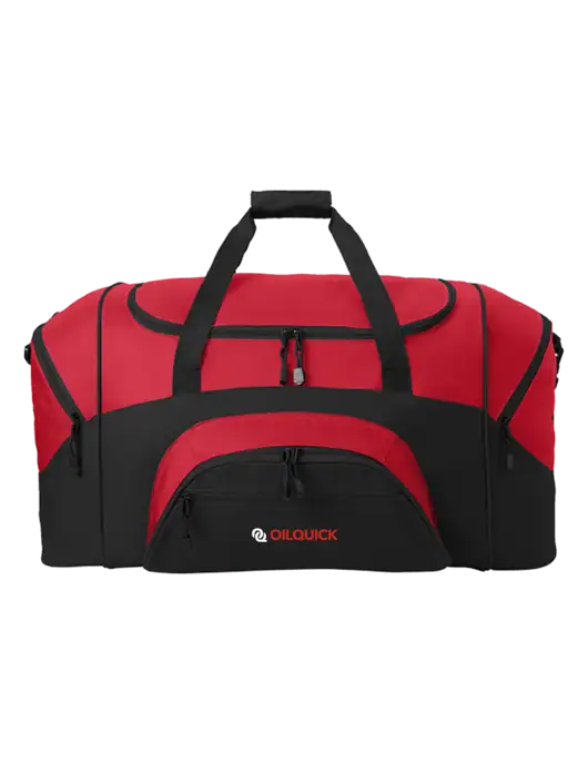 Standard Colorblock Red/Black Sport Duffel w/OilQuick Logo