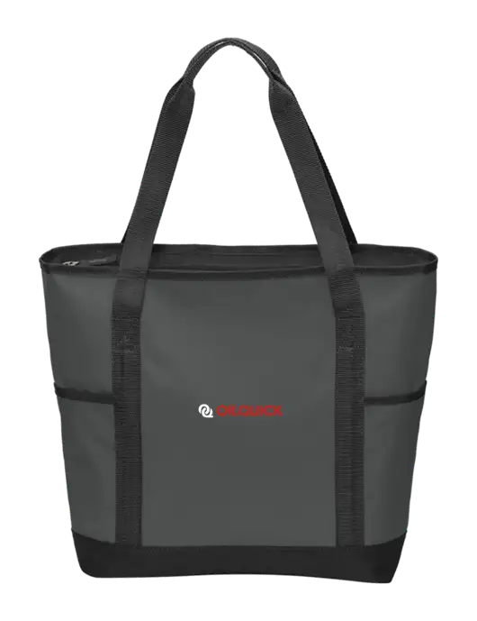 On the Go Charcoal/Black Tote  w/OilQuick Logo