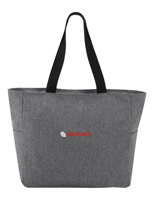 Everyday Heather Grey Zip Tote  w/OilQuick Logo
