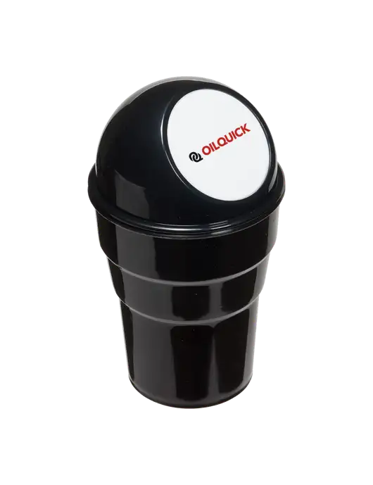Black Car Cup Holder Trash Can w/OilQuick Logo