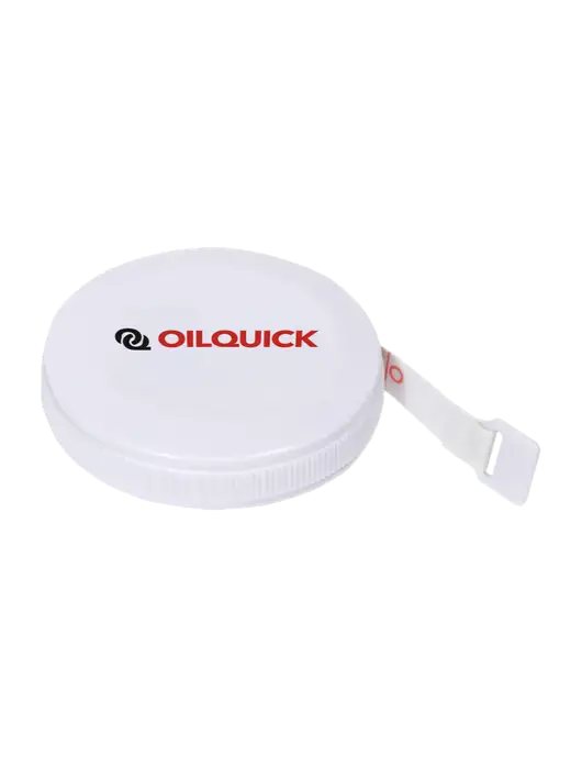 White Round Tape Measure w/OilQuick Logo