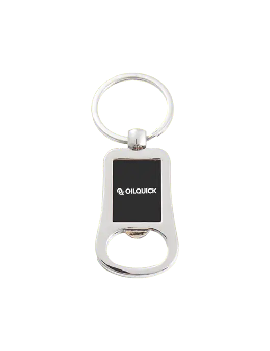 Silver & Black Bottle Opener Keychain w/OilQuick Logo