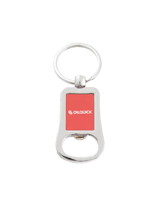 Silver & Red Bottle Opener Keychain w/OilQuick Logo