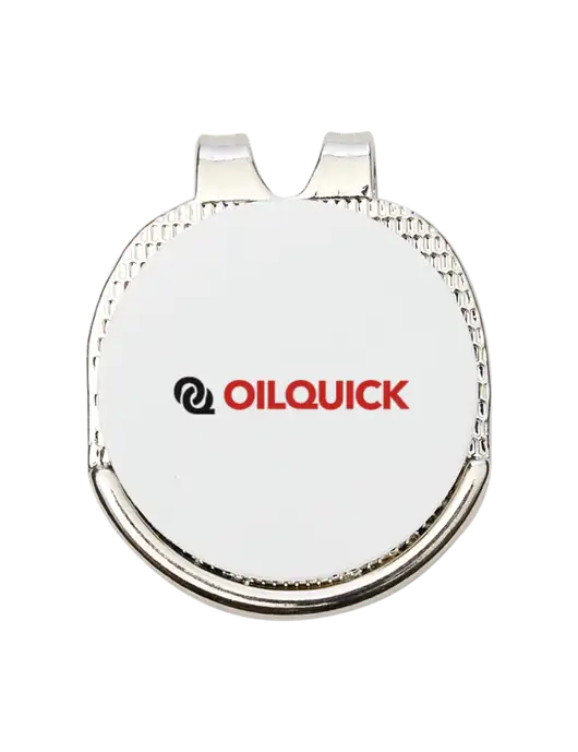 Antique Silver Hat Clip w/Golf Ball Marker w/OilQuick Logo