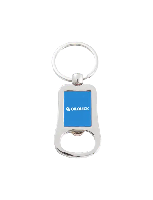 Silver & Blue Bottle Opener Keychain w/OilQuick Logo