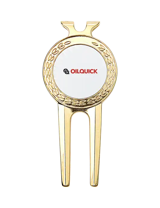 Gold Divot Tool, 1.5 x 3 w/OilQuick Logo
