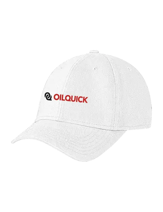 White Structured Soft Snap Closure Hook & Loop Cap w/OilQuick Logo