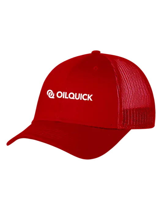 Red Mesh Trucker Cap Snap Back w/OilQuick Logo