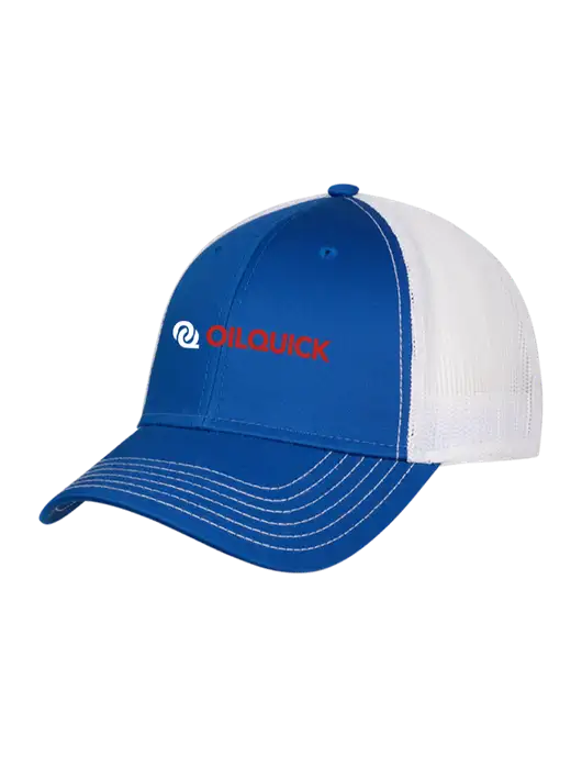 Royal/White Mesh Trucker Cap Snap Back w/OilQuick Logo
