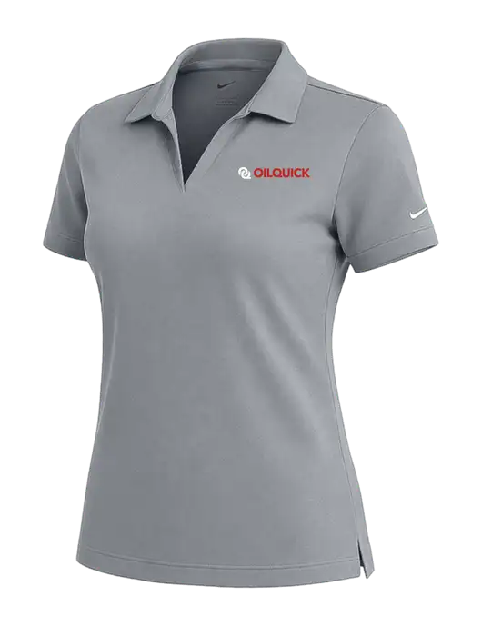 NIKE Medium Grey Womens Dri-Fit Micro Pique Polo w/OilQuick Logo