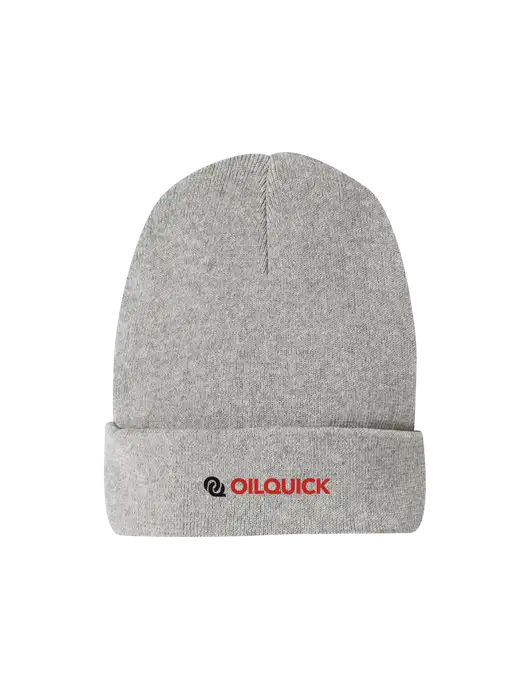 Recycled Light Heather Grey Beanie w/OilQuick Logo