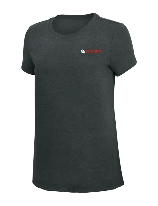 Womens Simply Soft Black Frost 4.5oz Poly/Combed Ring Spun Cotton T-Shirt w/OilQuick Logo