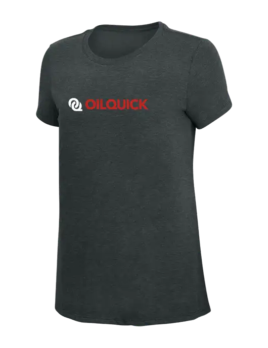 Womens Simply Soft Black Frost 4.5oz Poly/Combed Ring Spun Cotton T-Shirt w/OilQuick Logo