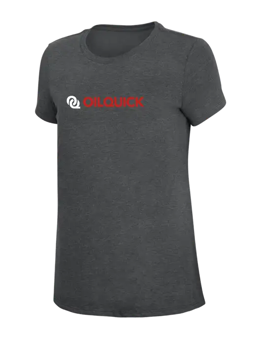 Womens Simply Soft Charcoal 4.5oz Poly/Combed Ring Spun Cotton T-Shirt w/OilQuick Logo