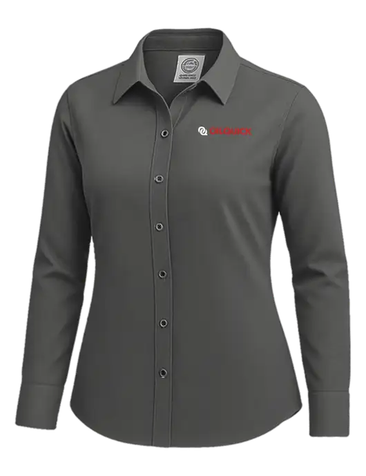 Brooks Brothers Womens Dark Grey Wrinkle-Free Stretch Nailhead Shirt w/OilQuick Logo