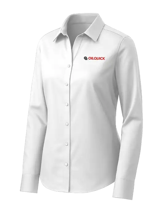 Brooks Brothers Womens White Wrinkle-Free Stretch Pinpoint Shirt w/OilQuick Logo