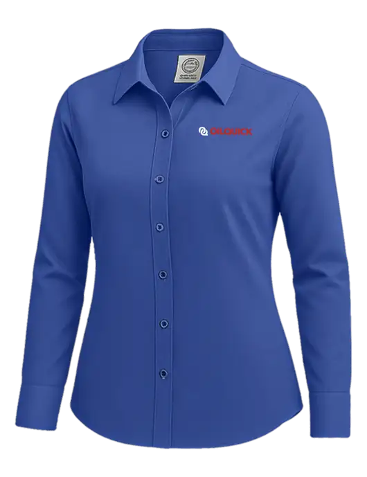 Brooks Brothers Womens Royal Blue Wrinkle-Free Stretch Nailhead Shirt w/OilQuick Logo