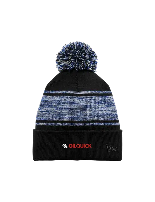 New Era Black/Royal Knit Chilled Pom Beanie w/OilQuick Logo