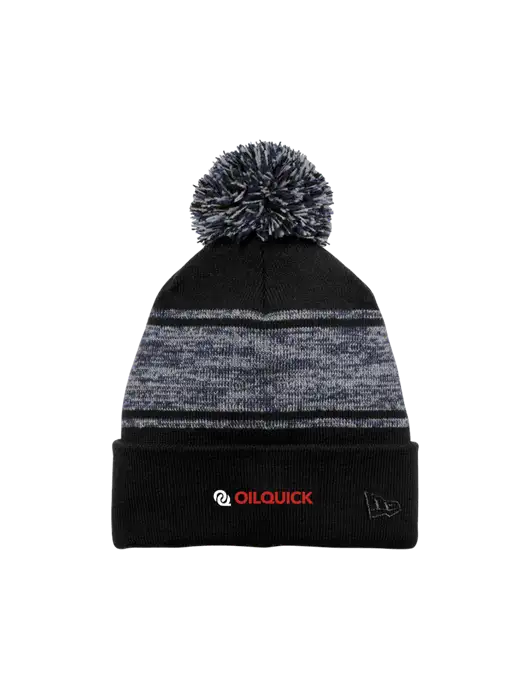 New Era Black/Navy Knit Chilled Pom Beanie w/OilQuick Logo
