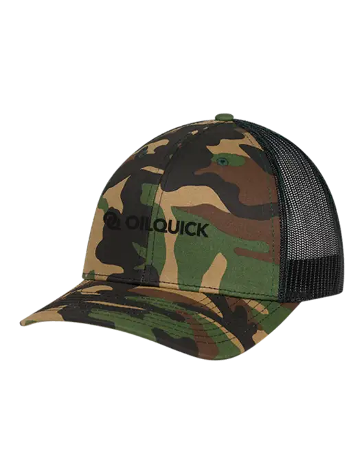 Richardson Adjustable Snapback Original 112P Trucker Cap Army Camo/Black  w/OilQuick Logo