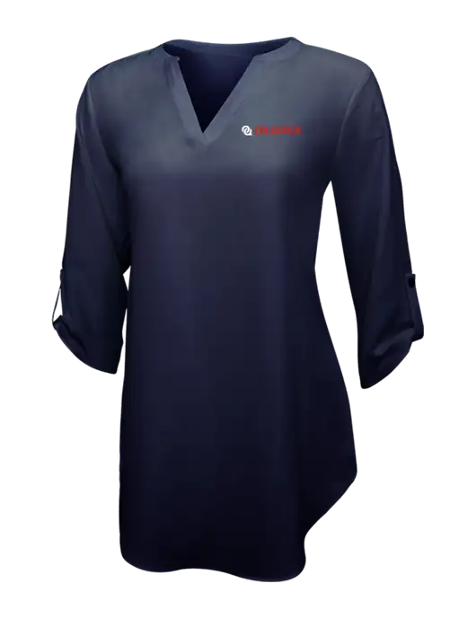Navy Womens 3/4 Sleeve Tunic Blouse w/OilQuick Logo