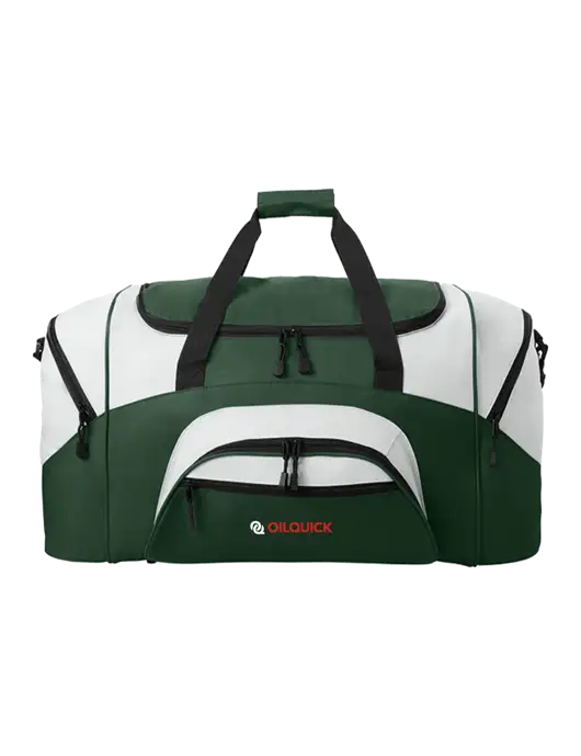 Standard Colorblock Dark Green/Light Grey Sport Duffel w/OilQuick Logo