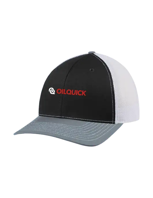 Richardson Adjustable Snapback Original 112 Trucker Cap Black/Light Heather Grey/White Mesh w/OilQuick Logo