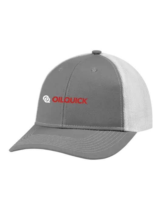 Snapback Ponytail Trucker Cap Light Medium Heather Grey w/White Mesh w/OilQuick Logo