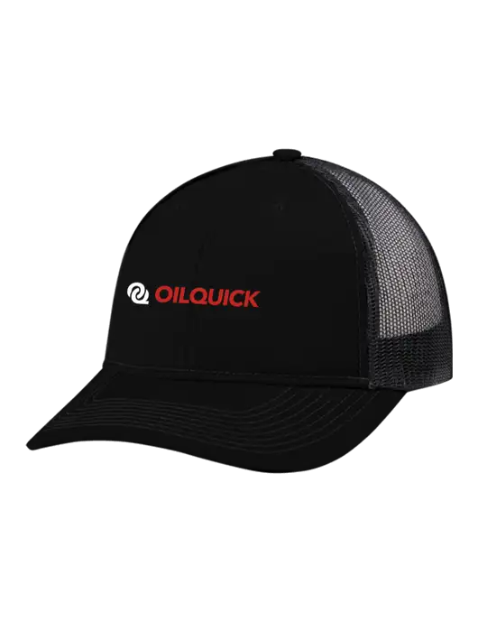 Snapback Ponytail Trucker Cap Black w/Black Mesh w/OilQuick Logo