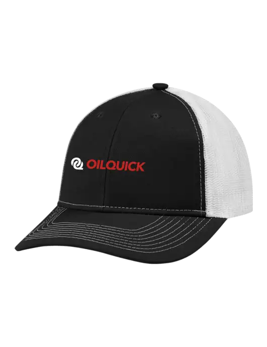 Snapback Ponytail Trucker Cap Black w/White Mesh w/OilQuick Logo