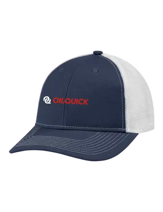 Snapback Ponytail Trucker Cap Navy w/White Mesh w/OilQuick Logo