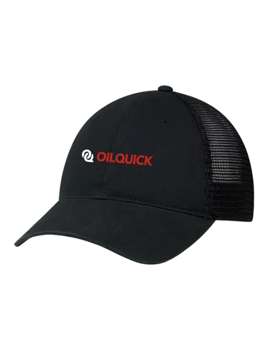 Richardson 111 Garment Washed Trucker Cap Black w/Black Mesh w/OilQuick Logo