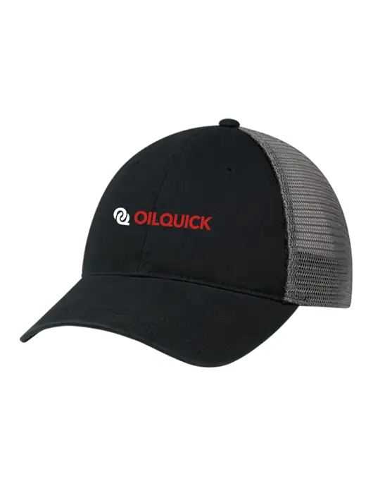 Richardson 111 Garment Washed Trucker Cap Black w/Charcoal Mesh w/OilQuick Logo