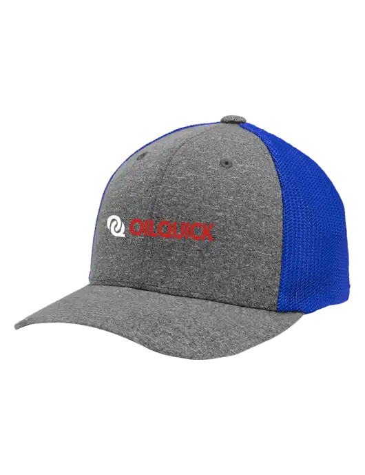 Flexfit Royal/Medium Grey Heather Melange Mesh Back Trucker Cap w/OilQuick Logo