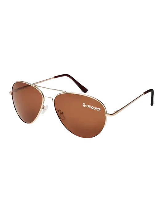 Aviator Coffee Brown with Gold Sunglasses  w/OilQuick Logo